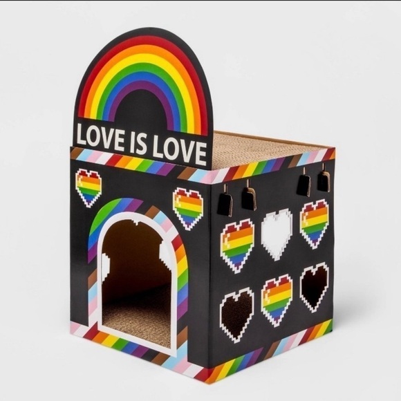 Boots & Barkley Rainbow Pride Love is Love Double Decker Cat Scratcher House Box - Picture 1 of 9